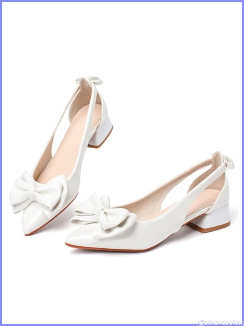 Patent Leather Slingback Heels Low Block Pump Closed Square Toe Office Dressy